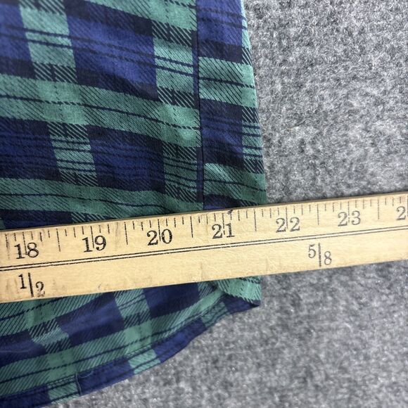 Bernino Silk Shirt Mens Size S Blue Green Plaid Button Up Causal Short Sleeve - Picture 6 of 7